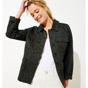 LOFT leopard peplum utility jacket